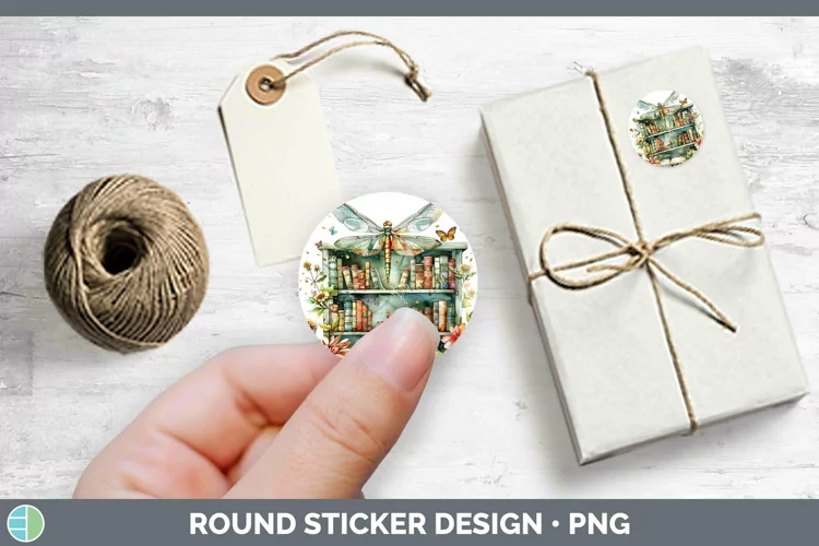 Watercolor Books Dragonfly Stickers | Round Labels Designs