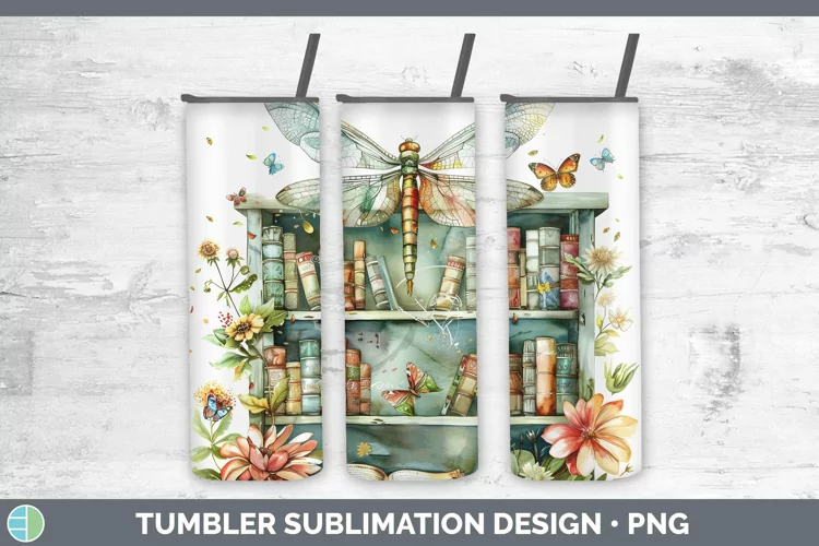 Watercolor Books Dragonfly Tumbler Sublimation 20 oz Skinny