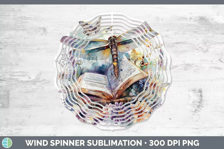 Watercolor Books Dragonfly Wind Spinner Sublimation Spinner