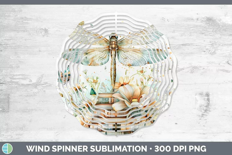 Watercolor Books Dragonfly Wind Spinner Sublimation Spinner