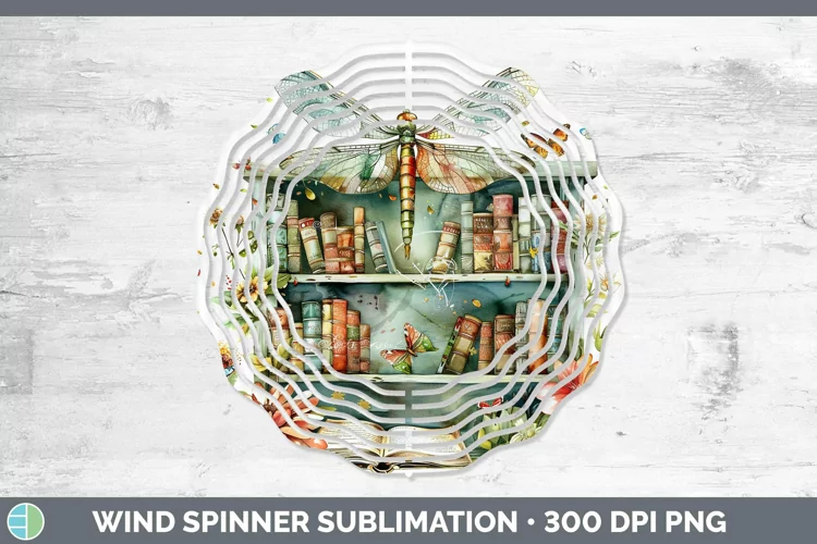 Watercolor Books Dragonfly Wind Spinner Sublimation Spinner