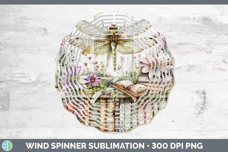 Watercolor Books Dragonfly Wind Spinner Sublimation Spinner