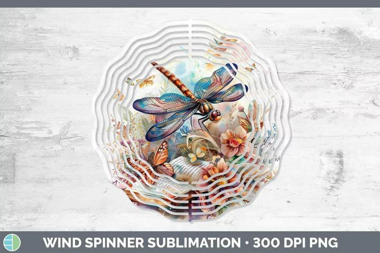 Watercolor Books Dragonfly Wind Spinner Sublimation Spinner