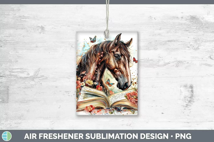 Watercolor Books Horse Air Freshener Sublimation Car Freshen