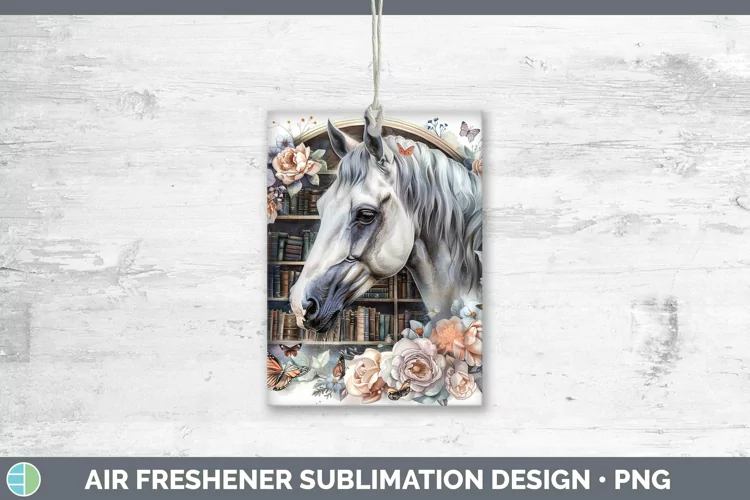 Watercolor Books Horse Air Freshener Sublimation Car Freshen