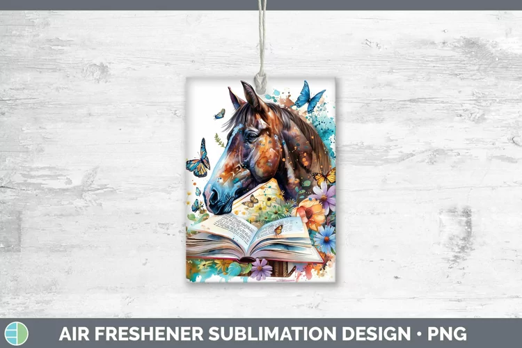 Watercolor Books Horse Air Freshener Sublimation Car Freshen