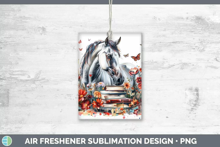 Watercolor Books Horse Air Freshener Sublimation Car Freshen