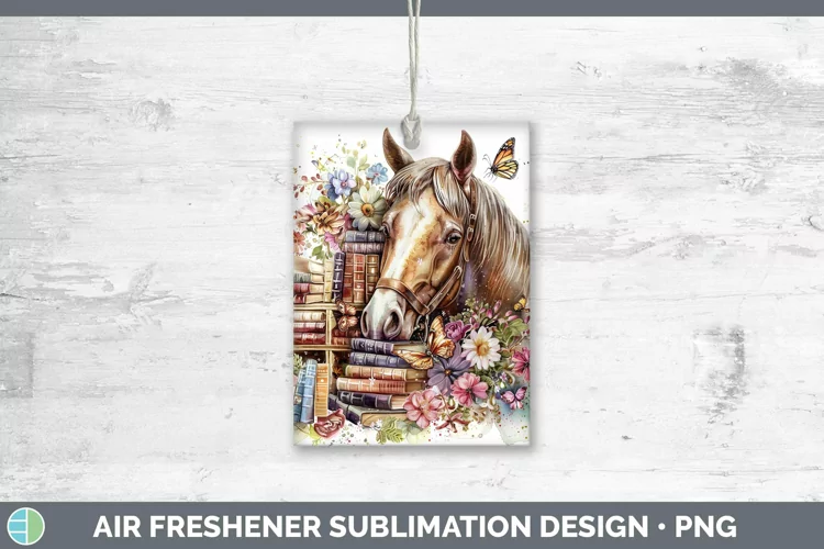 Watercolor Books Horse Air Freshener Sublimation Car Freshen