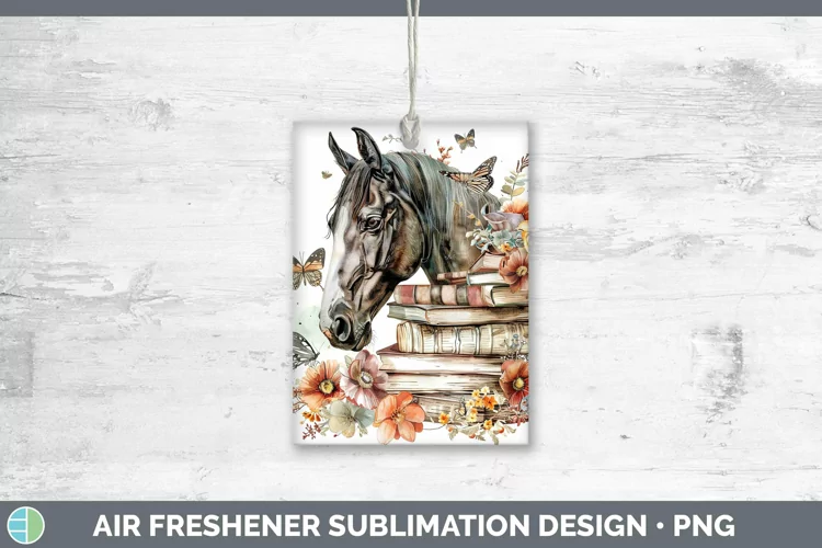 Watercolor Books Horse Air Freshener Sublimation Car Freshen