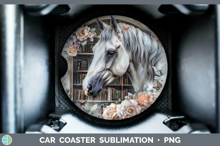 Watercolor Books Horse Car Coaster Sublimation Coaster Desig
