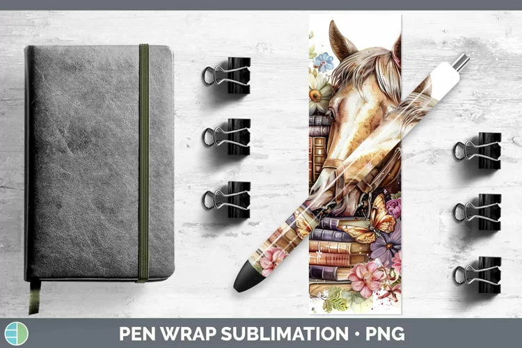 Watercolor Books Horse Pen Wrap Sublimation Epoxy Pen Design