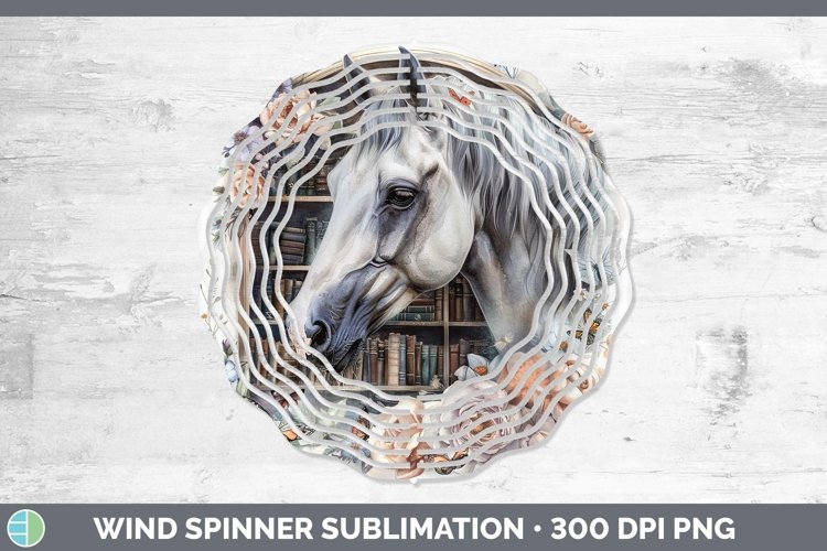 Watercolor Books Horse Wind Spinner Sublimation Spinner Desi