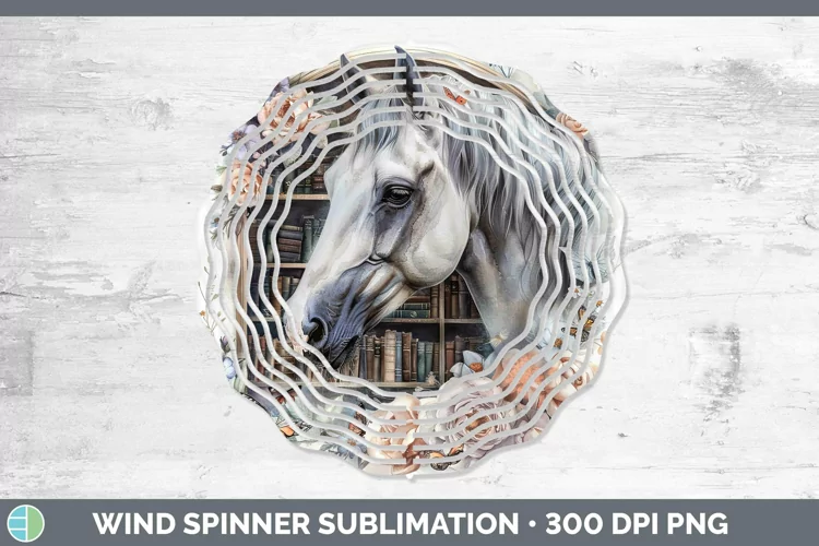 Watercolor Books Horse Wind Spinner Sublimation Spinner Desi