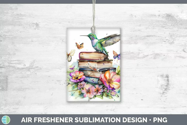 Watercolor Books Hummingbird Air Freshener Sublimation Car F