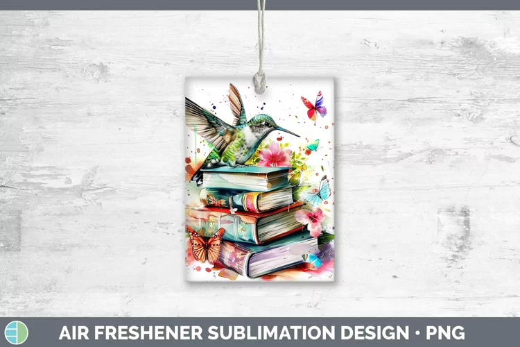 Watercolor Books Hummingbird Air Freshener Sublimation Car F