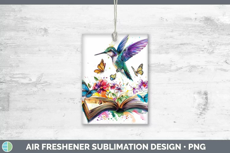 Watercolor Books Hummingbird Air Freshener Sublimation Car F