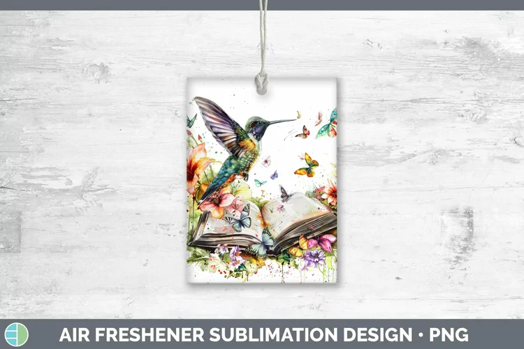 Watercolor Books Hummingbird Air Freshener Sublimation Car F