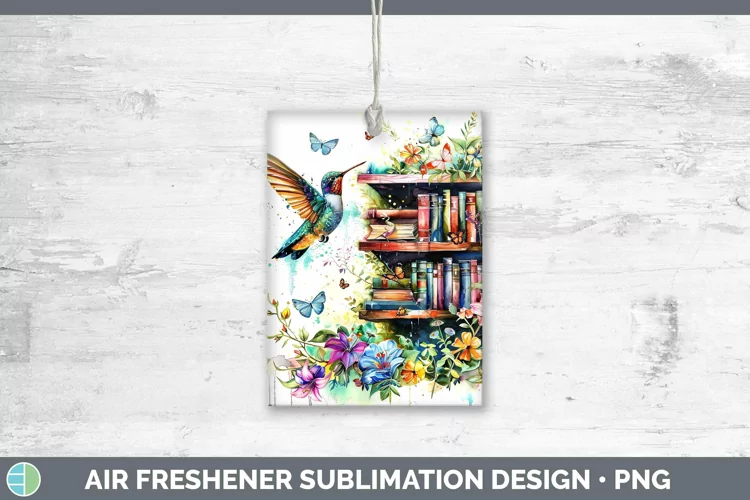 Watercolor Books Hummingbird Air Freshener Sublimation Car F