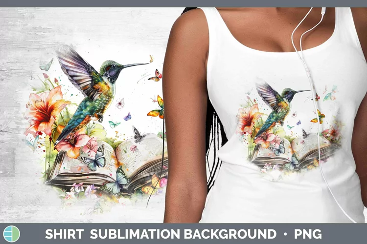 Watercolor Books Hummingbird Shirt Sublimation Sublimation B