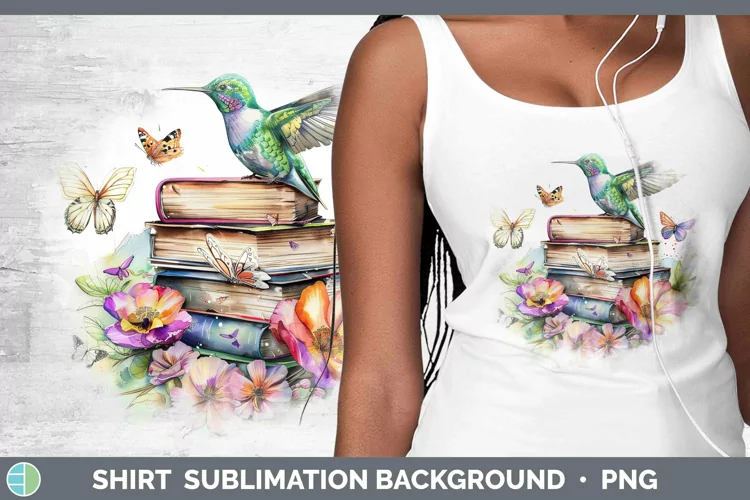 Watercolor Books Hummingbird Shirt Sublimation Sublimation B