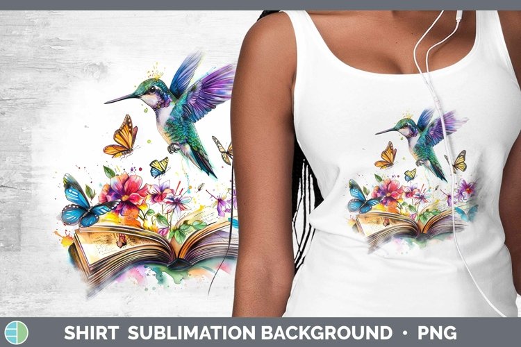 Watercolor Books Hummingbird Shirt Sublimation Sublimation B