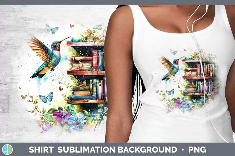 Watercolor Books Hummingbird Shirt Sublimation Sublimation B