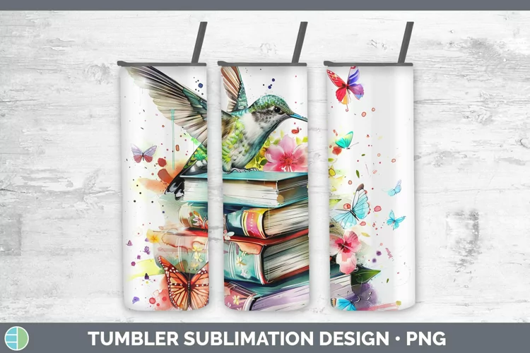 Watercolor Books Hummingbird Tumbler Sublimation 20 oz Skinn