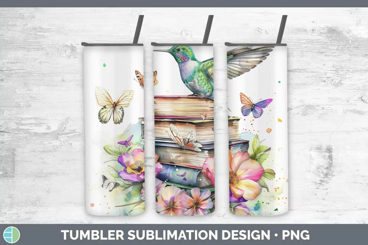 Watercolor Books Hummingbird Tumbler Sublimation 20 oz Skinn