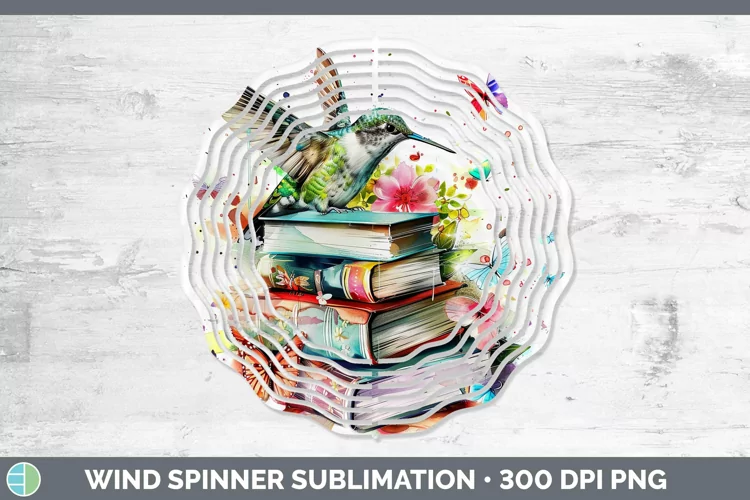 Watercolor Books Hummingbird Wind Spinner Sublimation Spinne