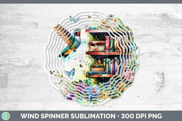 Watercolor Books Hummingbird Wind Spinner Sublimation Spinne