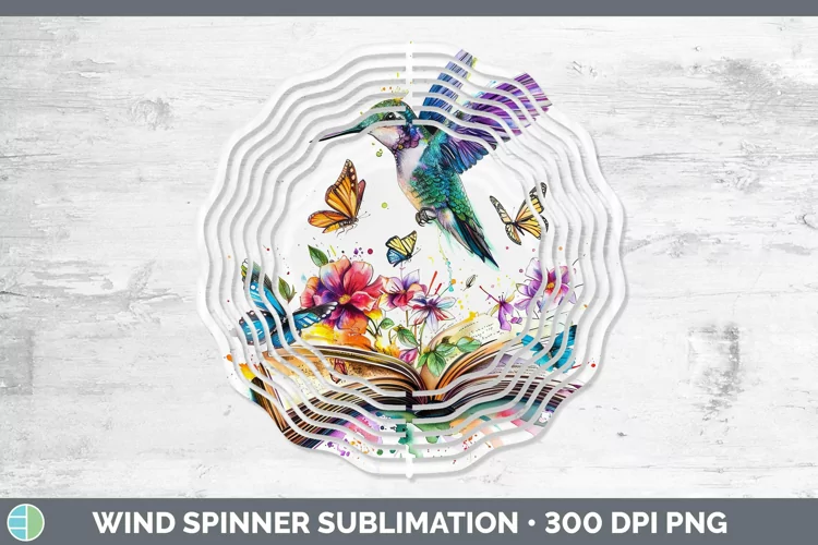 Watercolor Books Hummingbird Wind Spinner Sublimation Spinne