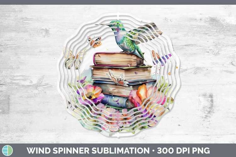 Watercolor Books Hummingbird Wind Spinner Sublimation Spinne