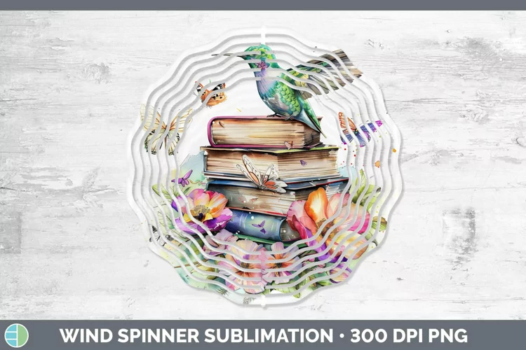 Watercolor Books Hummingbird Wind Spinner Sublimation Spinne