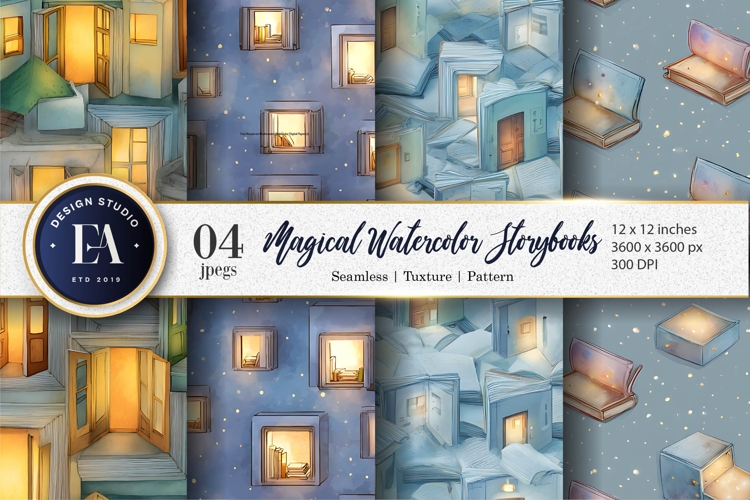 Watercolor Storybooks with Glowing Worlds Digital Paper