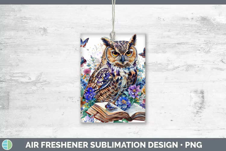 Watercolor Books Owl Air Freshener Sublimation Car Freshener