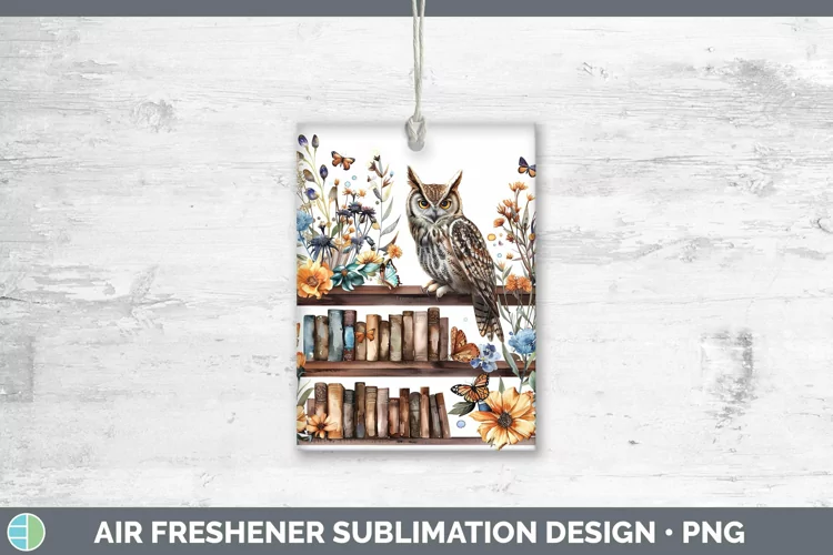 Watercolor Books Owl Air Freshener Sublimation Car Freshener