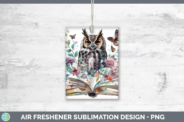 Watercolor Books Owl Air Freshener Sublimation Car Freshener