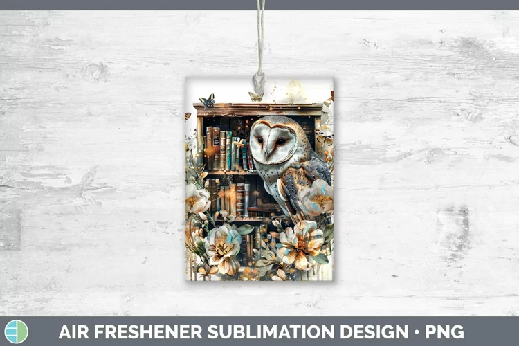 Watercolor Books Owl Air Freshener Sublimation Car Freshener