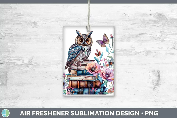 Watercolor Books Owl Air Freshener Sublimation Car Freshener