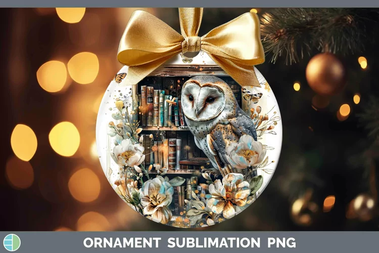 Watercolor Books Owl Ornament Sublimation Bauble Designs