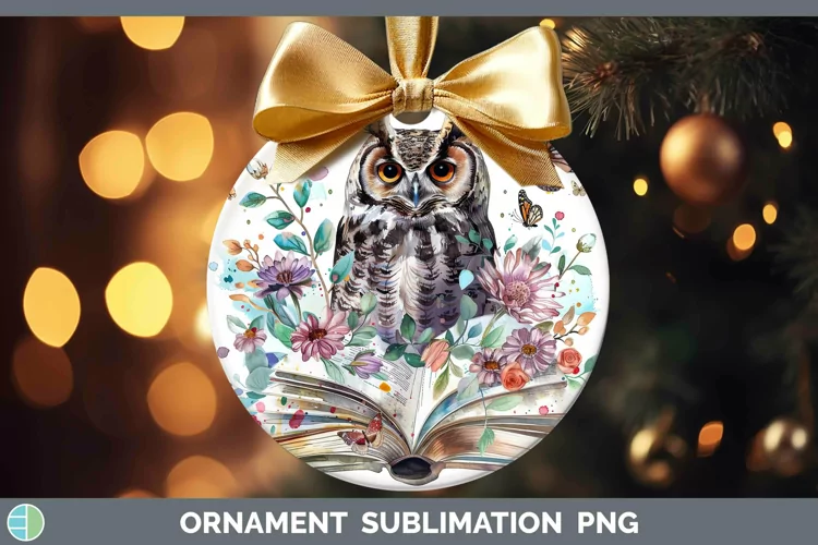 Watercolor Books Owl Ornament Sublimation Bauble Designs