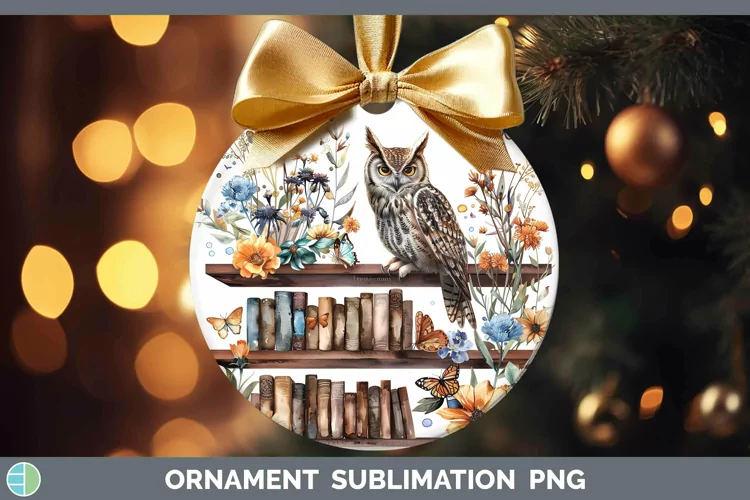 Watercolor Books Owl Ornament Sublimation Bauble Designs