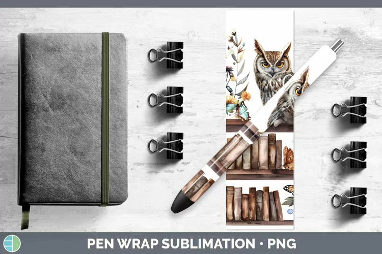 Watercolor Books Owl Pen Wrap Sublimation Epoxy Pen Designs