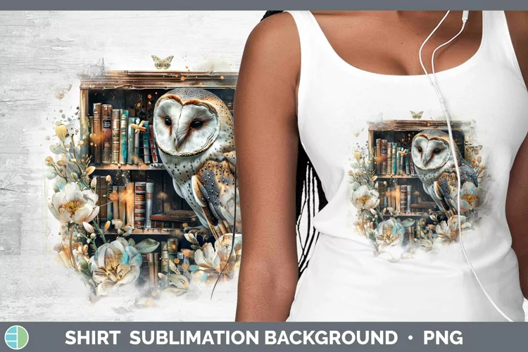 Watercolor Books Owl Shirt Sublimation Sublimation Backgroun