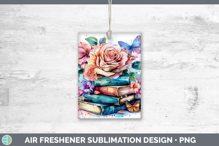 Watercolor Books Rose Air Freshener Sublimation Car Freshene