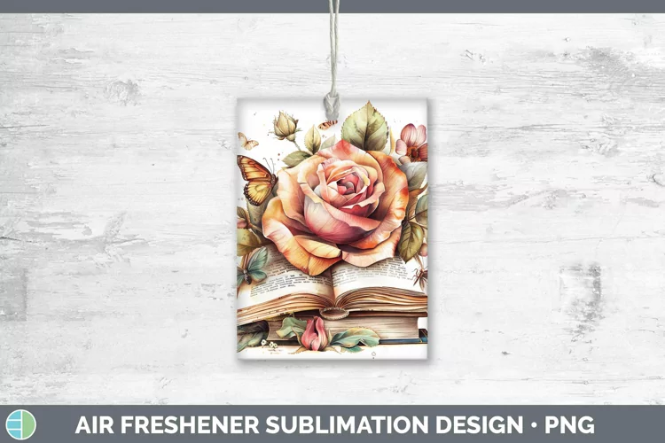 Watercolor Books Rose Air Freshener Sublimation Car Freshene
