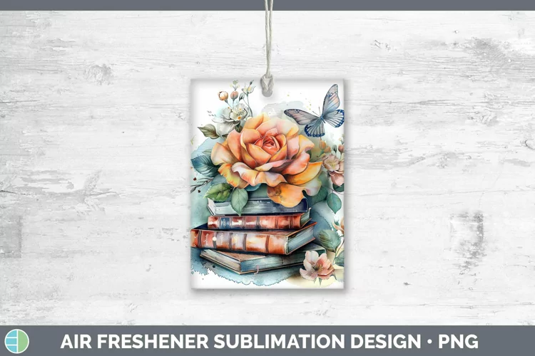 Watercolor Books Rose Air Freshener Sublimation Car Freshene