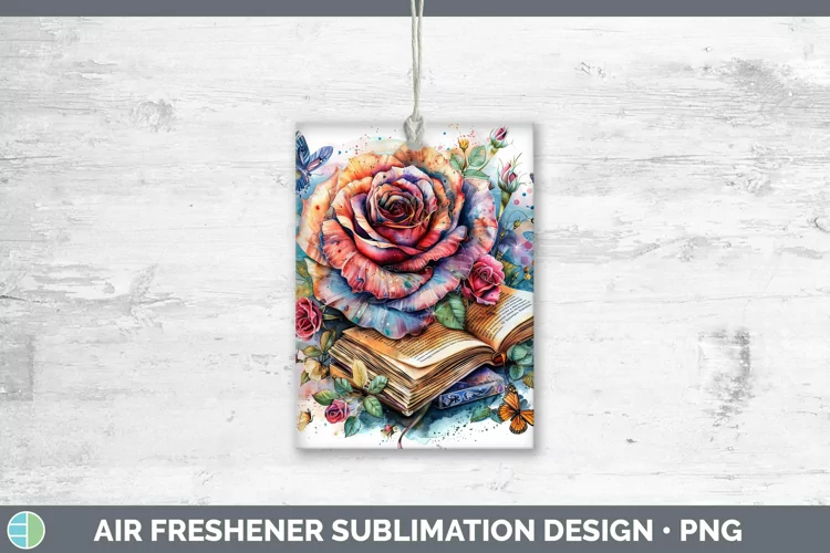Watercolor Books Rose Air Freshener Sublimation Car Freshene