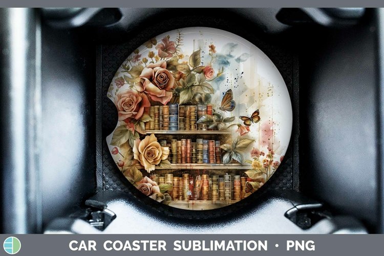 Watercolor Books Rose Car Coaster Sublimation Coaster Design