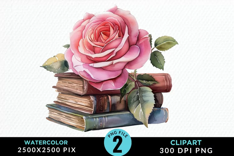 Watercolor Books Rose Exquisite Clipart